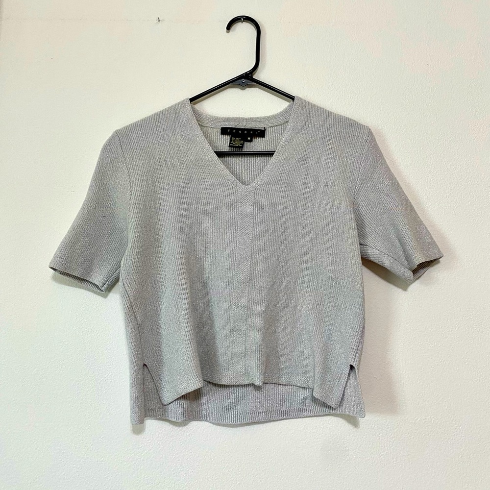 Vintage Tesori Silver Sparkle Knit Top